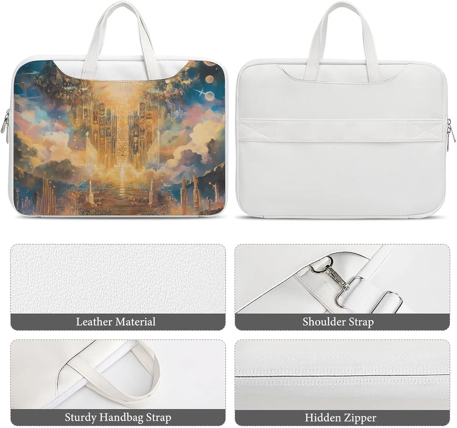 Esotericism From Darkness to Light Leather Bag Laptop Case Slim Water Resistant Computer Bags with Handle Briefcase for Work
