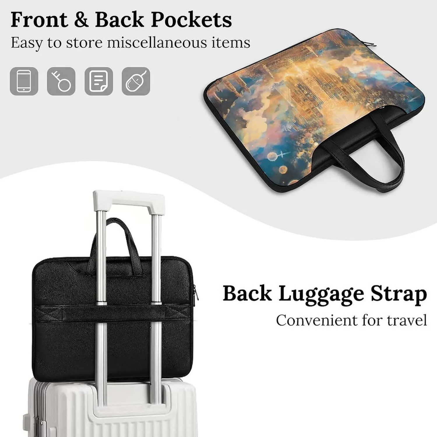 Esotericism From Darkness to Light Leather Bag Laptop Case Slim Water Resistant Computer Bags with Handle Briefcase for Work