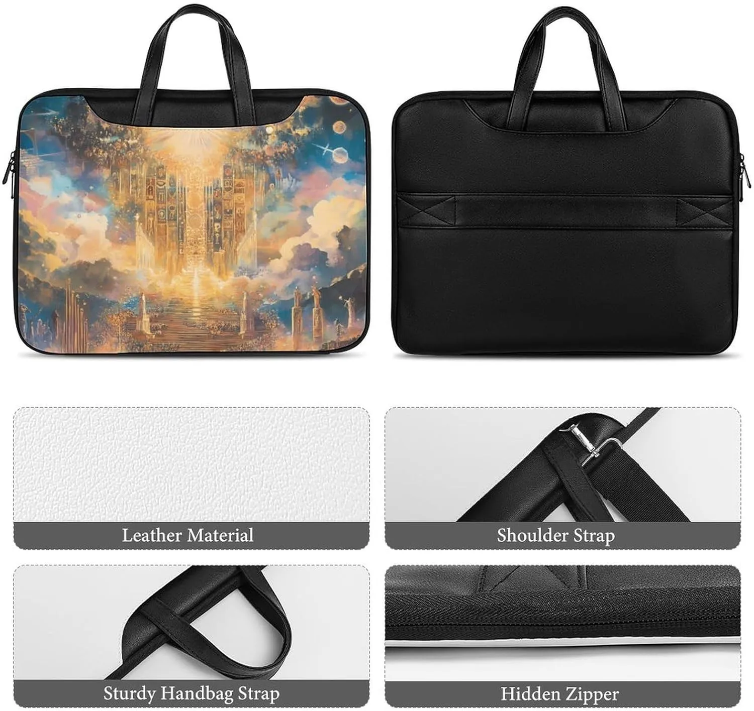 Esotericism From Darkness to Light Leather Bag Laptop Case Slim Water Resistant Computer Bags with Handle Briefcase for Work
