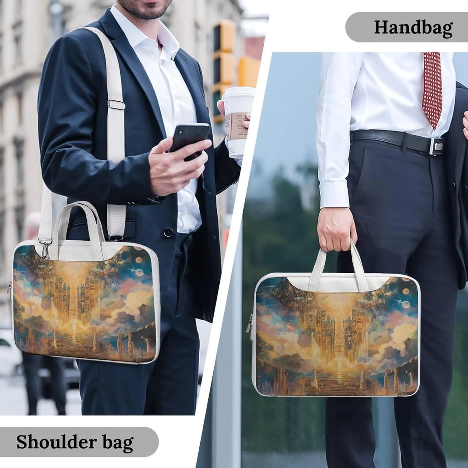 Esotericism From Darkness to Light Leather Bag Laptop Case Slim Water Resistant Computer Bags with Handle Briefcase for Work