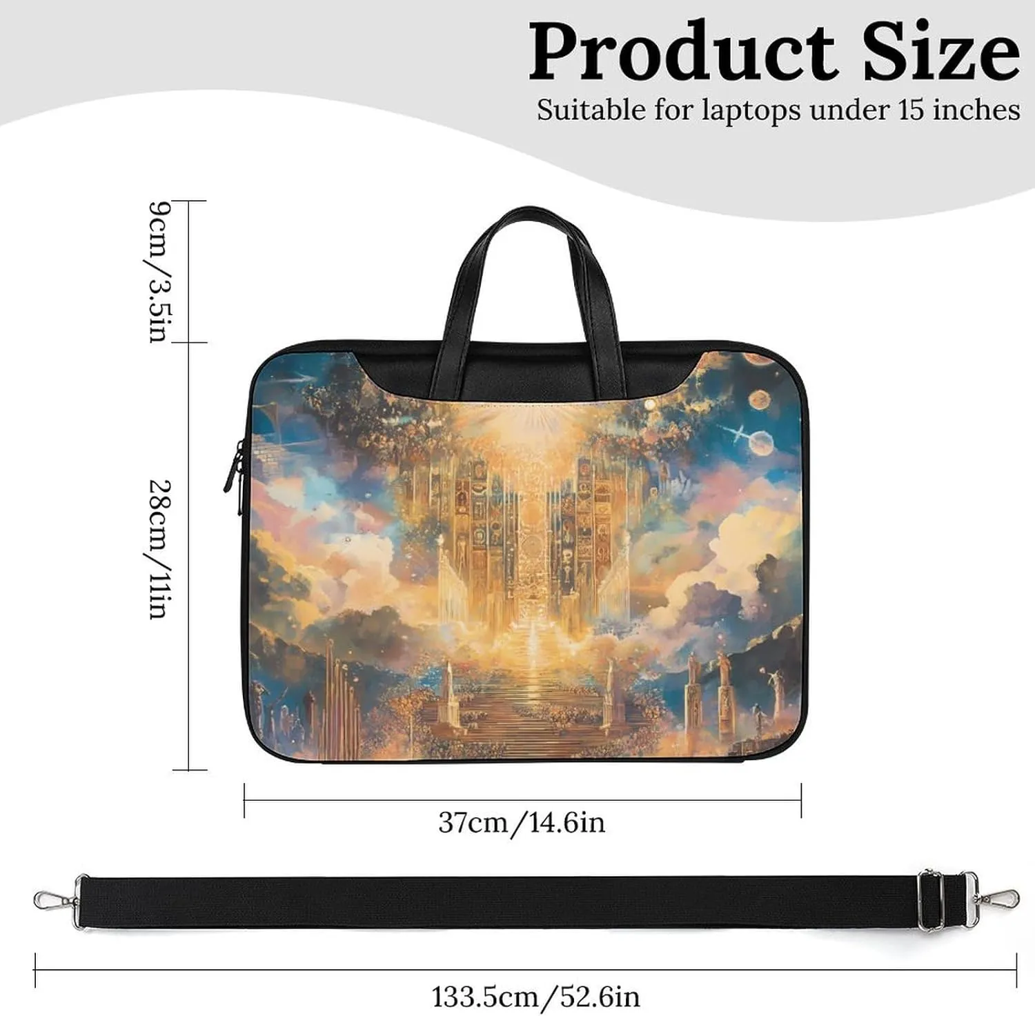 Esotericism From Darkness to Light Leather Bag Laptop Case Slim Water Resistant Computer Bags with Handle Briefcase for Work