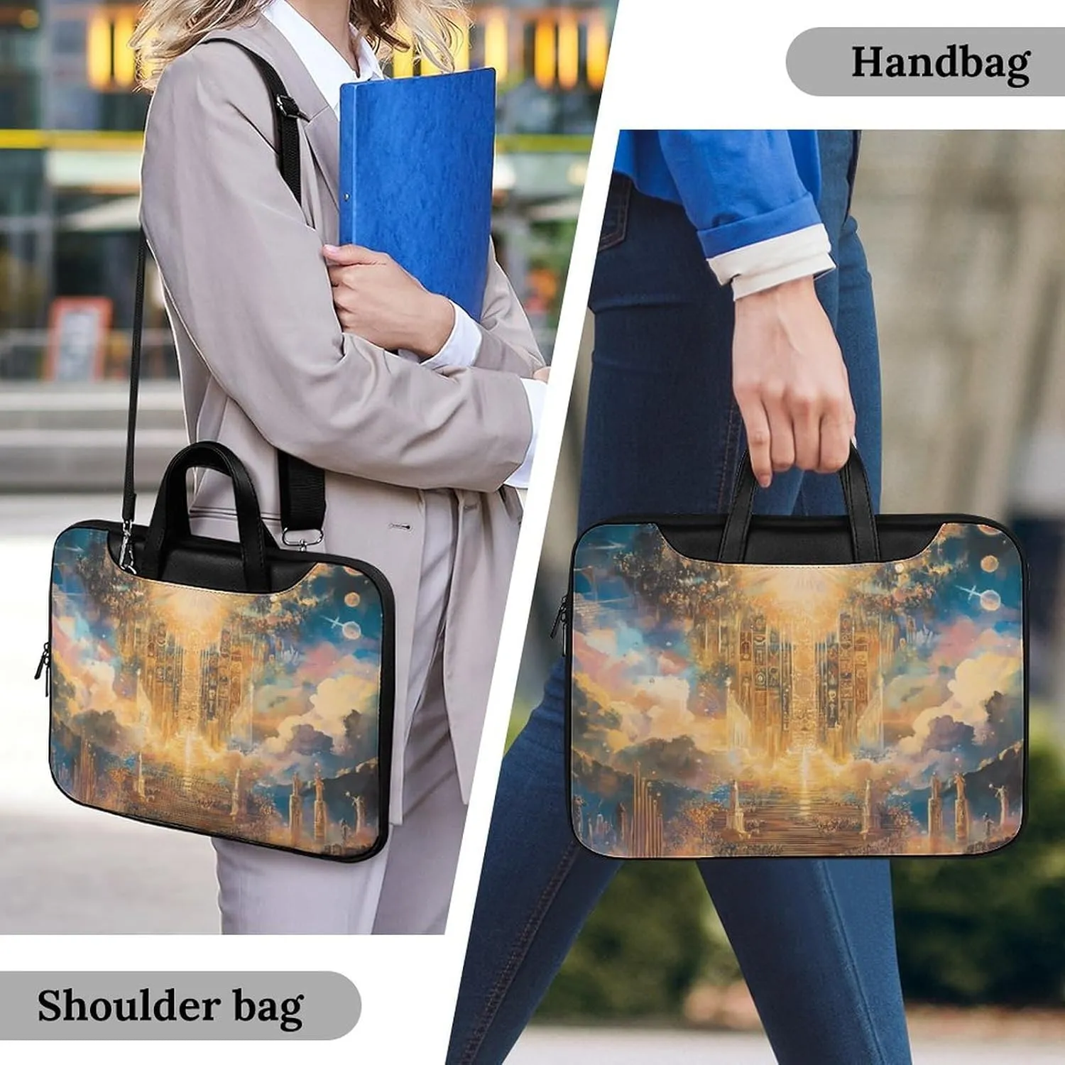 Esotericism From Darkness to Light Leather Bag Laptop Case Slim Water Resistant Computer Bags with Handle Briefcase for Work