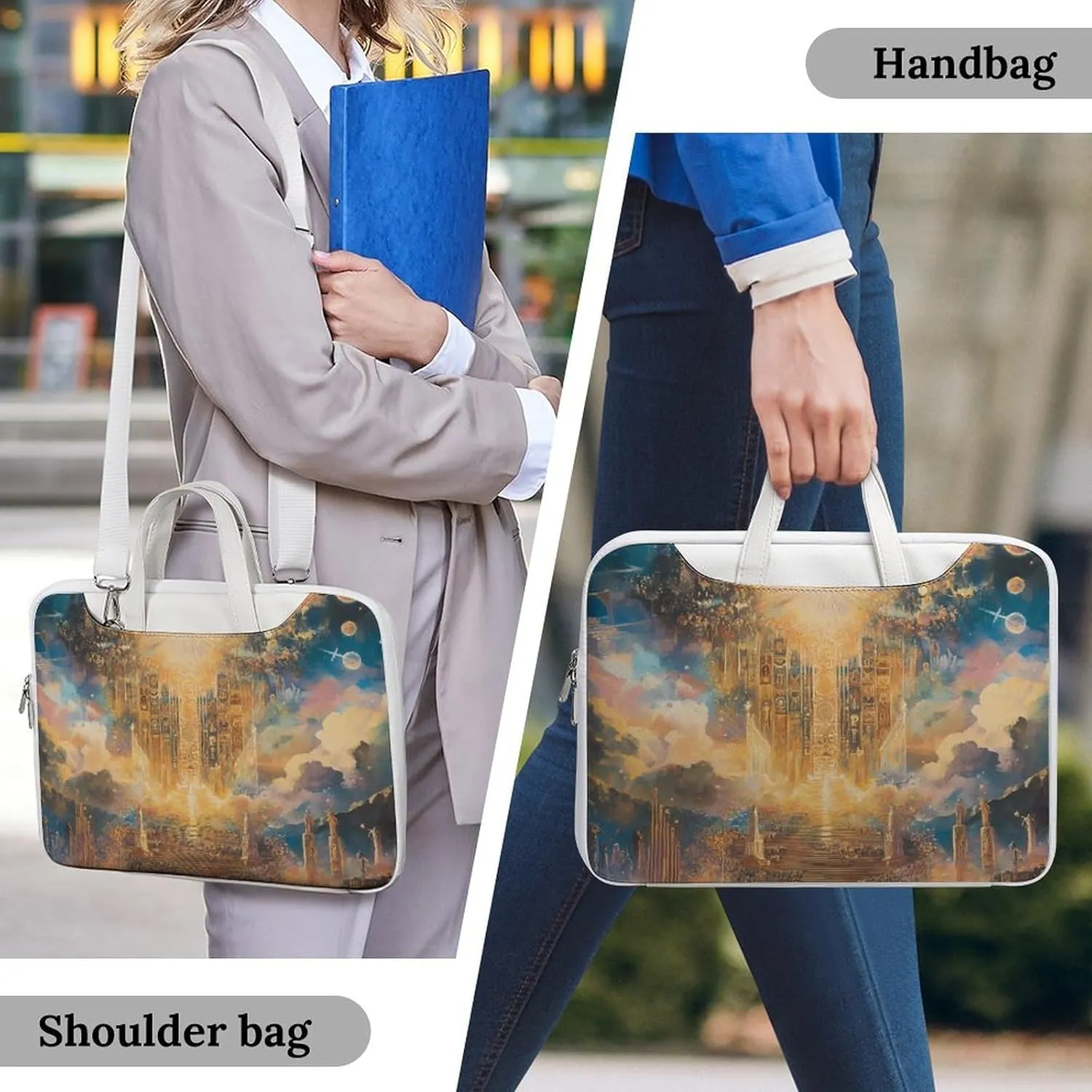 Esotericism From Darkness to Light Leather Bag Laptop Case Slim Water Resistant Computer Bags with Handle Briefcase for Work