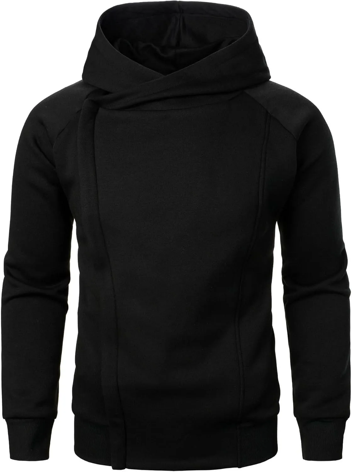 evzosrz Men's Oblique Zipper Hoodies Long Sleeve Hooded Drawstring Asymmetric Sweatshirt Slim Fit 2024 Winter Warm Jackets