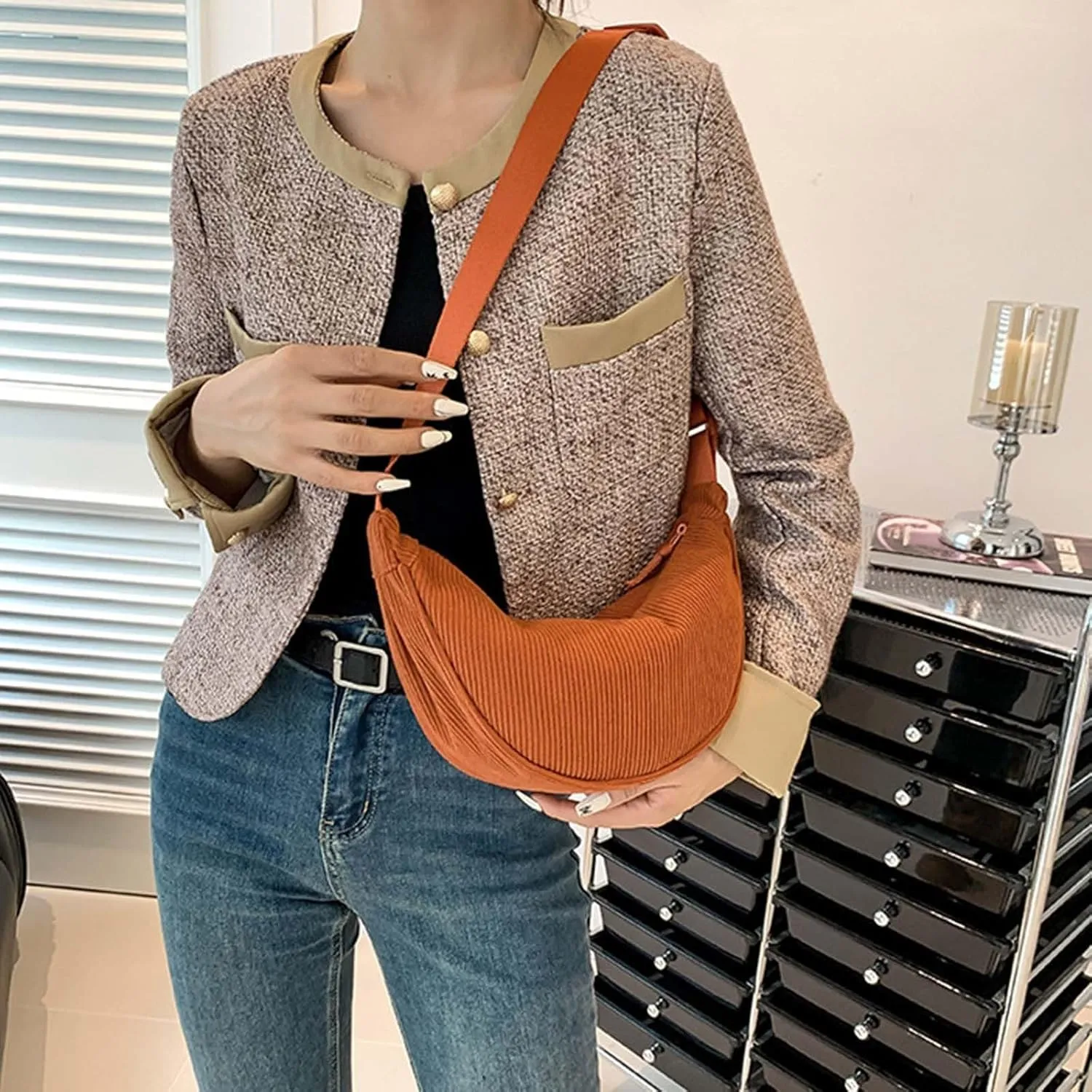 Fashion Woven Purse for Women Top-Handle Shoulder Bag Soft Summer Hobo Tote Bag Hobo, Silver