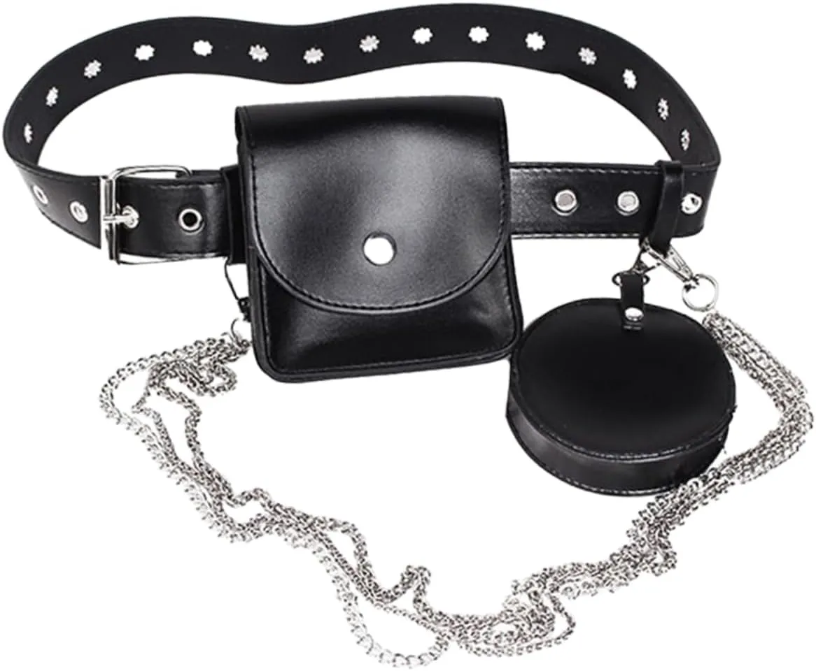 Fashionable Belt Bag Punk Chain Waist Pouch Stylish Fanny Pack Light Design