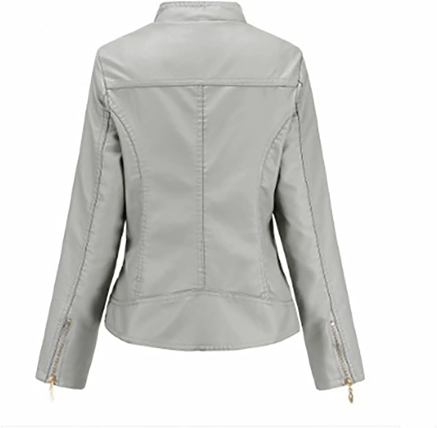 Faux Leather Jacket Women Trendy Quilted Slim Fit Casual Motorcycle Jacket Suit Long Sleeve Moto Biker Coat
