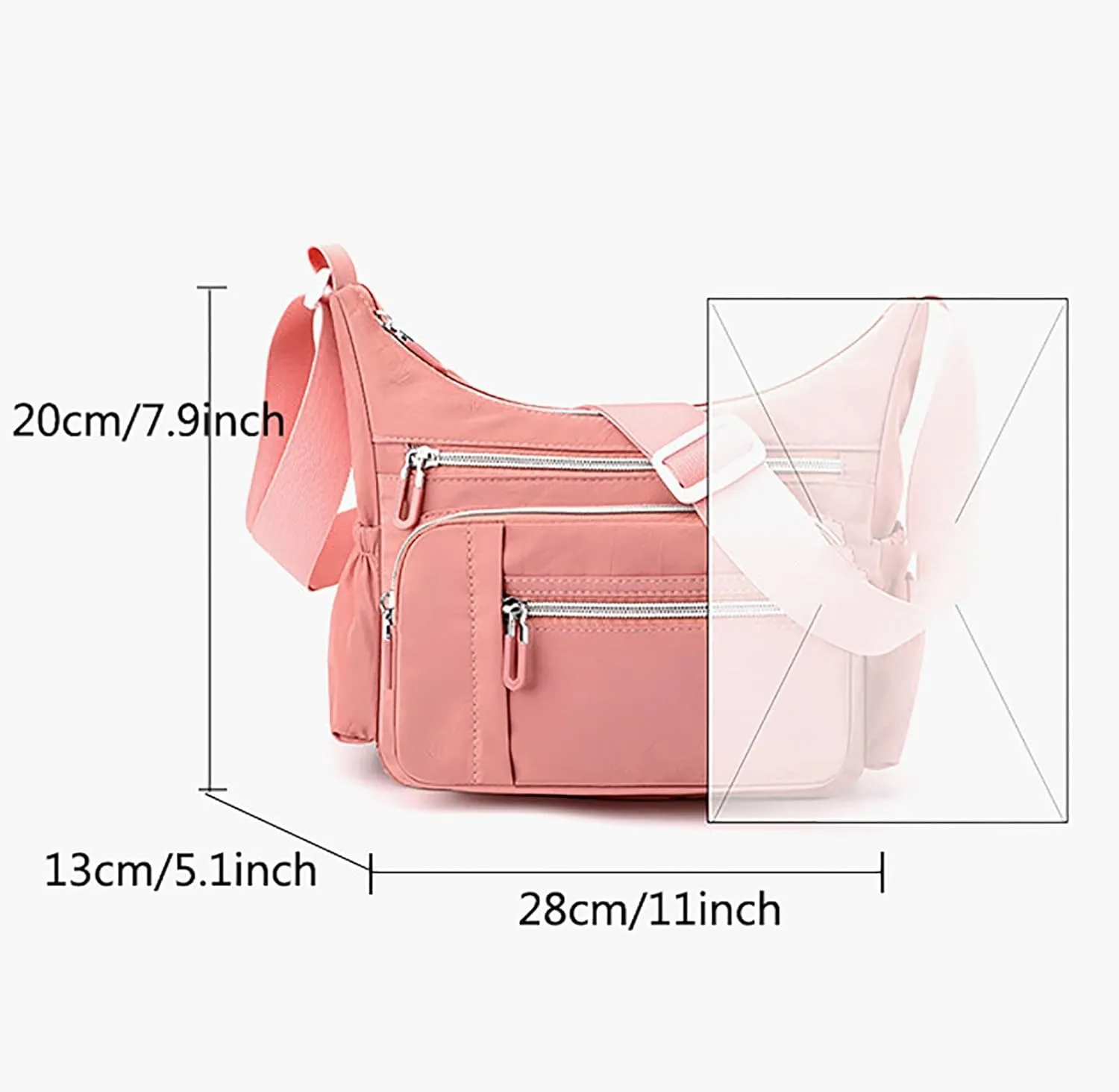 Foldie Crossbody Bags for Women Waterproof Nylon Crossbody Bags for Woman Trendy Womens Vacation Shoulder Bag(Black)