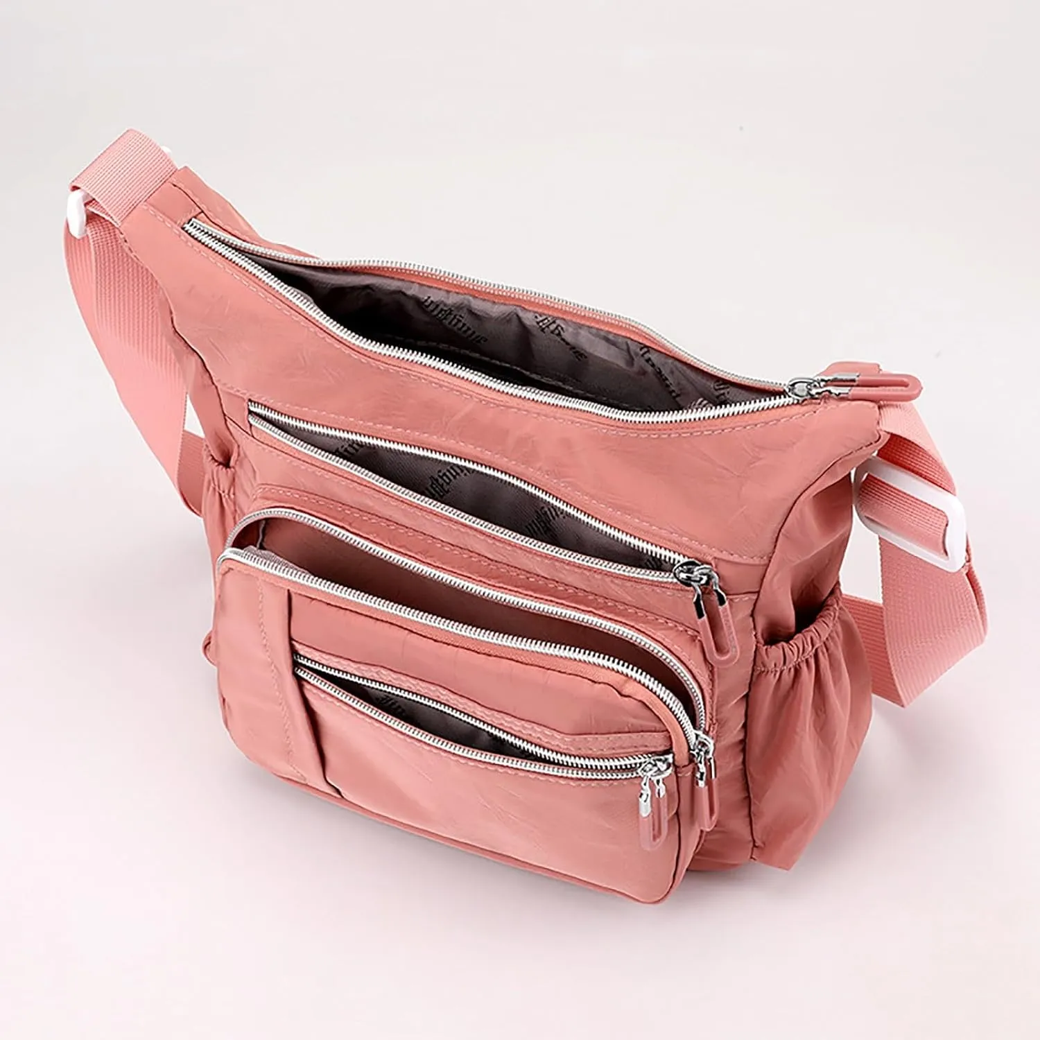 Foldie Crossbody Bags for Women Waterproof Nylon Crossbody Bags for Woman Trendy Womens Vacation Shoulder Bag(Black)