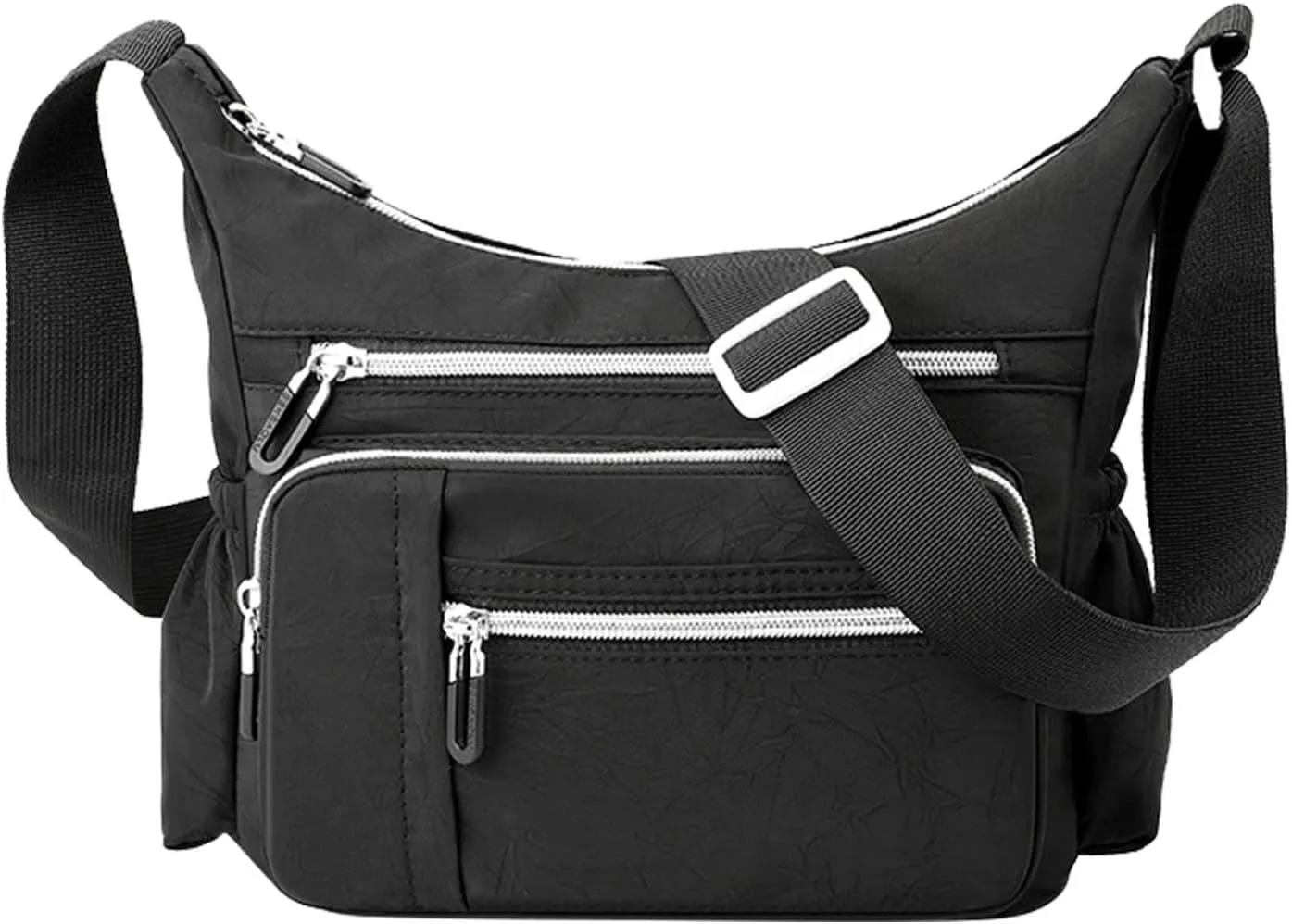Foldie Crossbody Bags for Women Waterproof Nylon Crossbody Bags for Woman Trendy Womens Vacation Shoulder Bag(Black)
