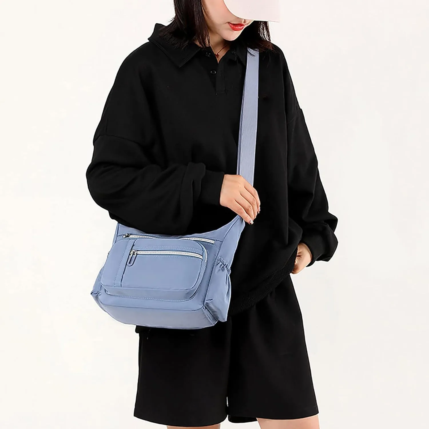 Foldie Crossbody Bags for Women Waterproof Nylon Crossbody Bags for Woman Trendy Womens Vacation Shoulder Bag(BU1)