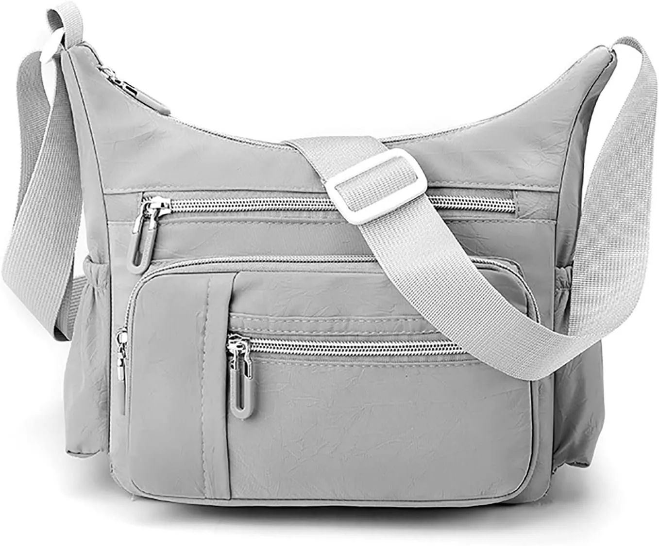 Foldie Crossbody Bags for Women Waterproof Nylon Crossbody Bags for Woman Trendy Womens Vacation Shoulder Bag(Grey)