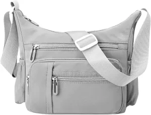 Foldie Crossbody Bags for Women Waterproof Nylon Crossbody Bags for Woman Trendy Womens Vacation Shoulder Bag(Grey)