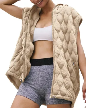 Gacaky Womens Oversized Puffer Vest Casual Sleeveless Quilted Jacket Zip Up Hoodie Pockets Warm Winter Coat Outerwear