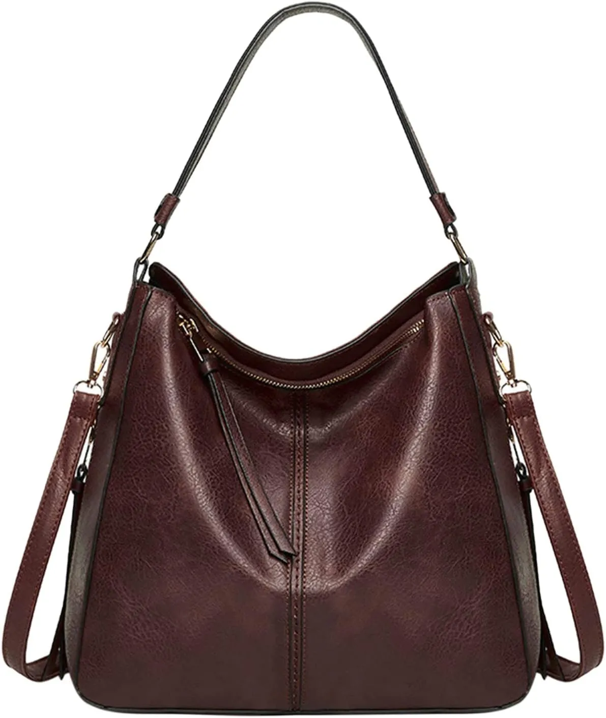 Genuine Leather Shoulder Bags Stylish Hobo Handbags Purses Crossbody Bags for Women Hobo, Silver