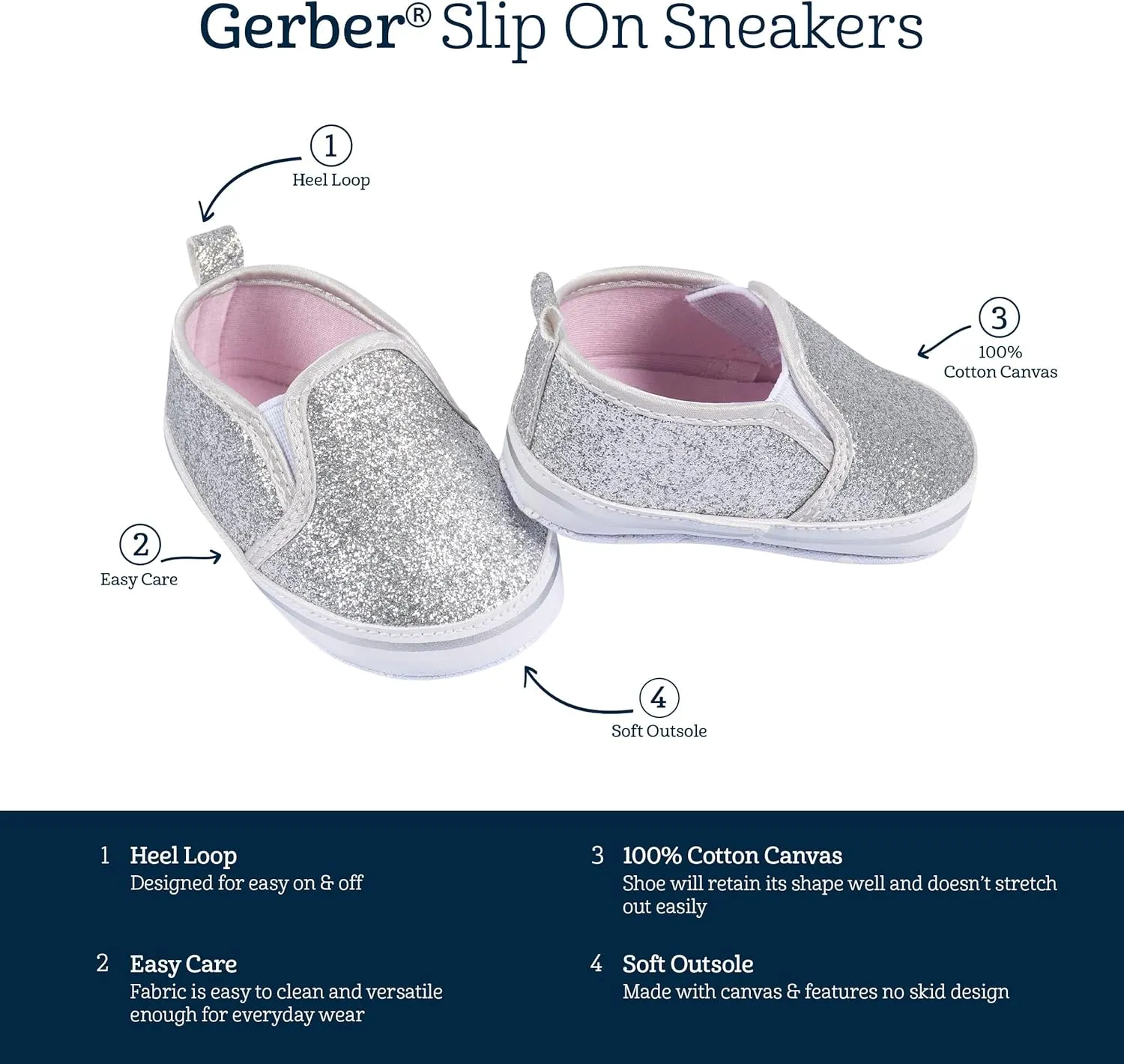 Gerber Unisex-Baby Newborn Infant Toddler Boy and Girl Slip-on Sneaker Crib Shoe
