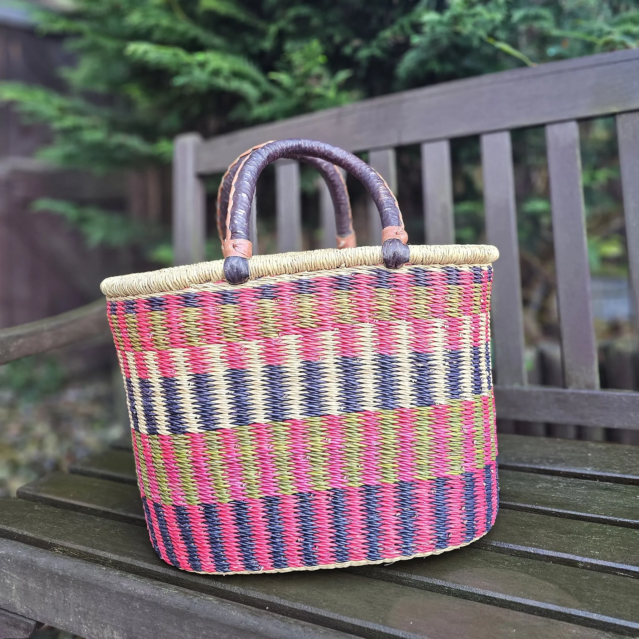 Ghana Straw Basket - Bolga Oval Basket - Jabari