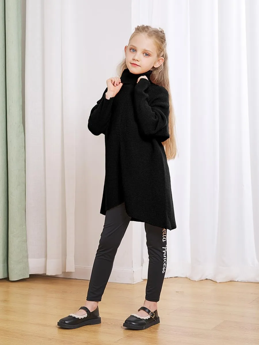 Girls Sweaters for Kids Sweater Dress Oversized Turtleneck Long Sleeve Casual Knit Jumper High Low Dresses Tops