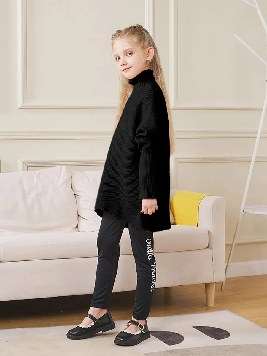 Girls Sweaters for Kids Sweater Dress Oversized Turtleneck Long Sleeve Casual Knit Jumper High Low Dresses Tops