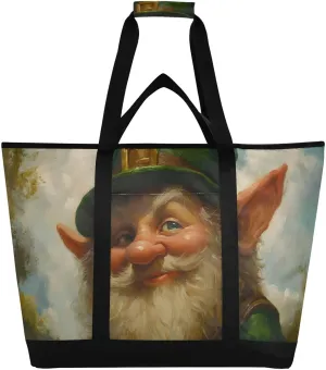 Gnome St Large Insulated Tote Bag for Grocery Shopping Reusable Tote Bags for Women Men, Cooler Bag with Zippered Top & Handles for Beach Picnic Travel