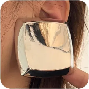 Gold Earrings for Women Big Large Stud Gold Plated Square Statement Earrings Jewelry Punk Party Jewelry