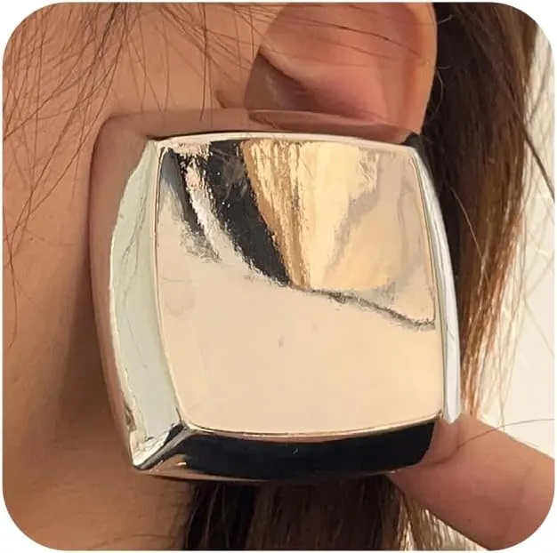 Gold Earrings for Women Big Large Stud Gold Plated Square Statement Earrings Jewelry Punk Party Jewelry