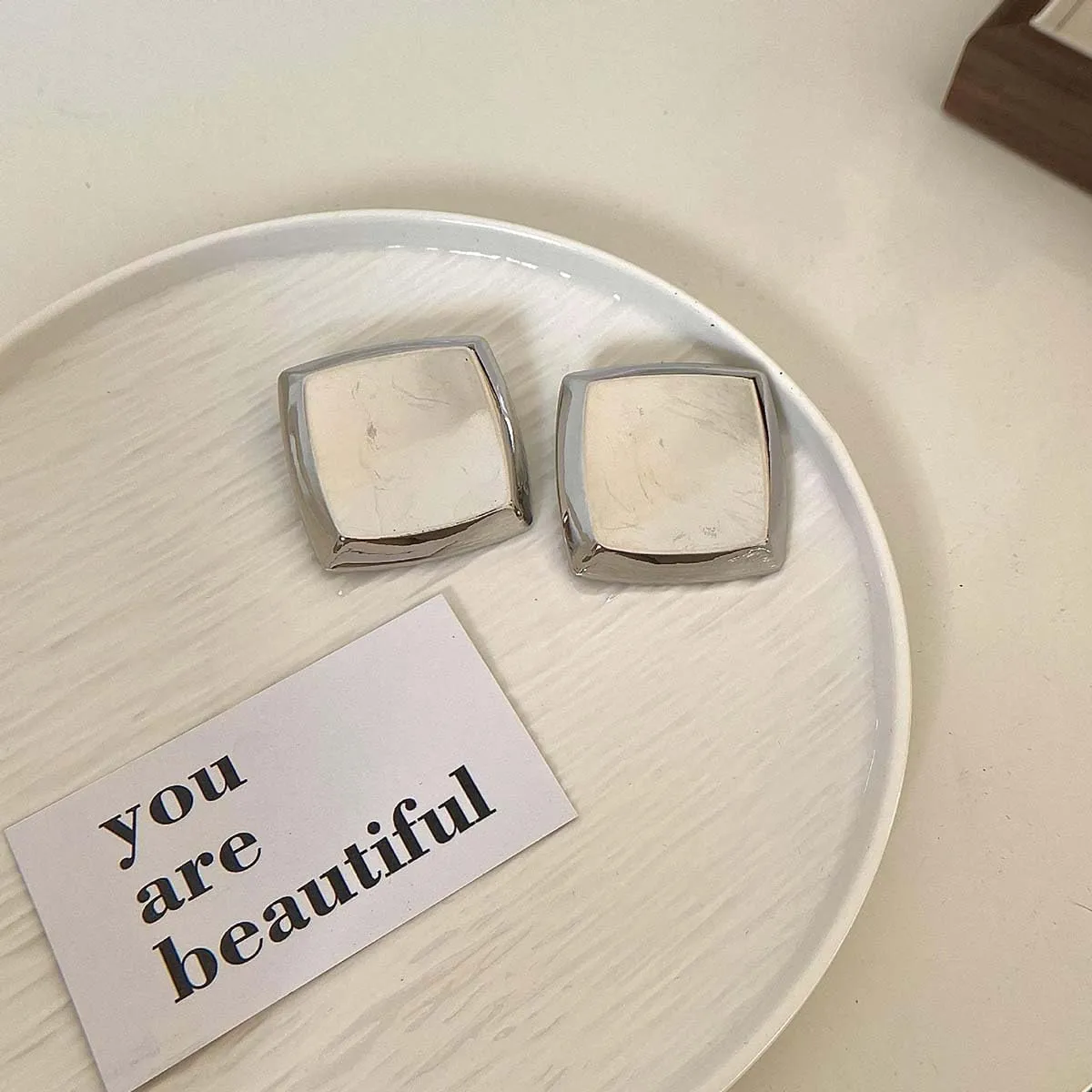 Gold Earrings for Women Big Large Stud Gold Plated Square Statement Earrings Jewelry Punk Party Jewelry