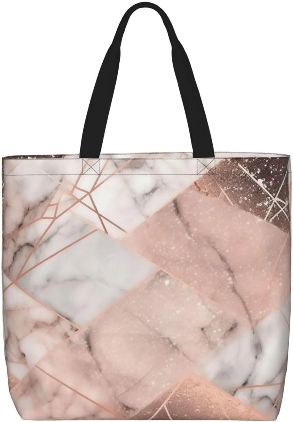 gold marble Tote Bag for Women Hobo Handbags with Zipper Large Shoulder Bag Shopping Bags Travel Purse