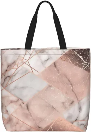 gold marble Tote Bag for Women Hobo Handbags with Zipper Large Shoulder Bag Shopping Bags Travel Purse