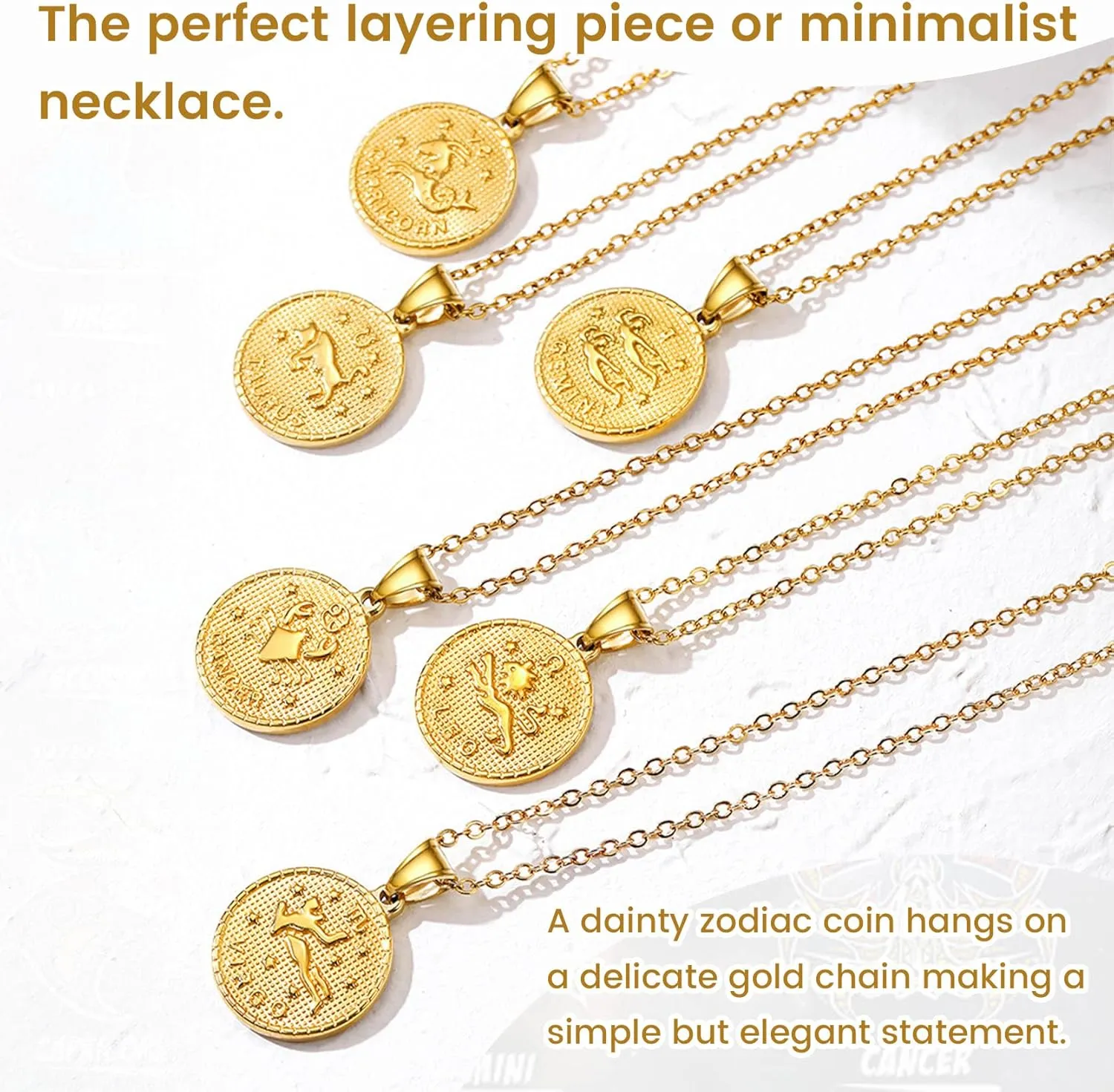 GOLDCHIC JEWELRY Gold Zodiac Necklace for Women Men, Constellation Coin Horoscope Astrology Pendant Necklaces Lucky Jewelry