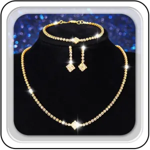 GORAIS Gold Wedding Bridal Jewelry Sets Rhinestone Necklace Set Formal Costume Jewelry for Women and Brides