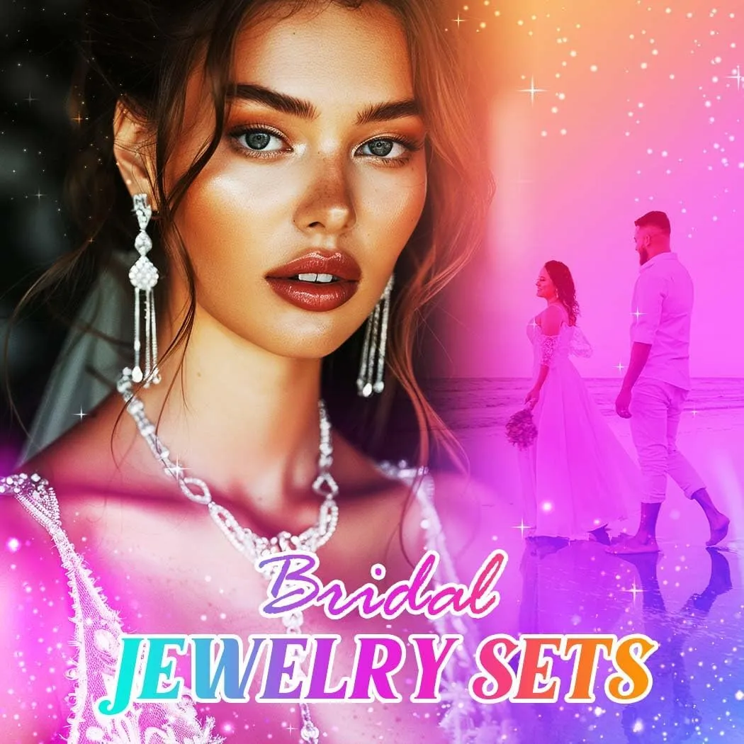 GORAIS Prom Wedding Jewelry Sets Rhinestone Bridal Necklace Earrings Bracelet Set Crystal Costume Jewelry for Brides