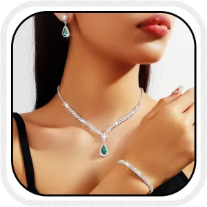 GORAIS Prom Wedding Jewelry Sets Rhinestone Bridal Necklace Earrings Bracelet Set Crystal Costume Jewelry for Brides