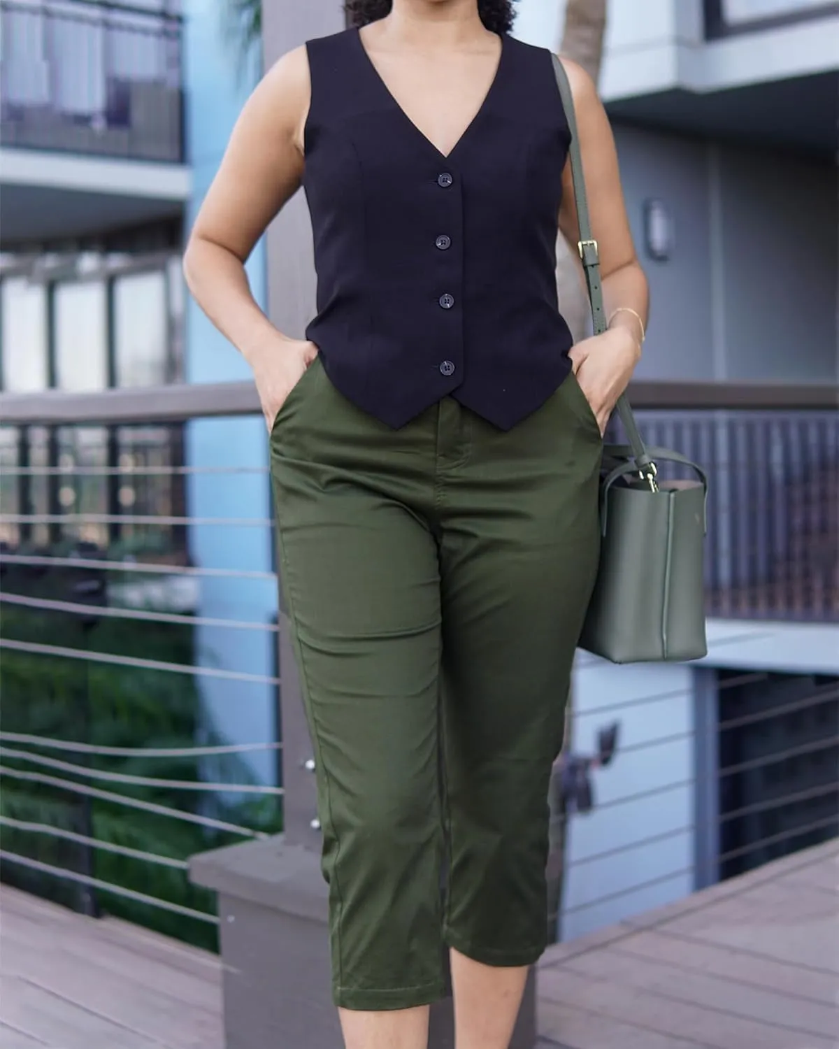 GRAPENT Capri Pants for Women Summer High Waisted Cotton Elastic Waist Dressy Casual Office Work Capris Trousers Pants