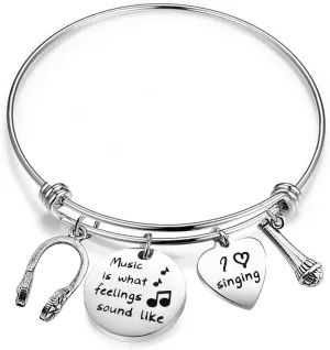 Gzrlyf Singing Bracelet Singer Charm Jewelry Music Is What Feelings Sound Like Jewelry Music Teacher Gift