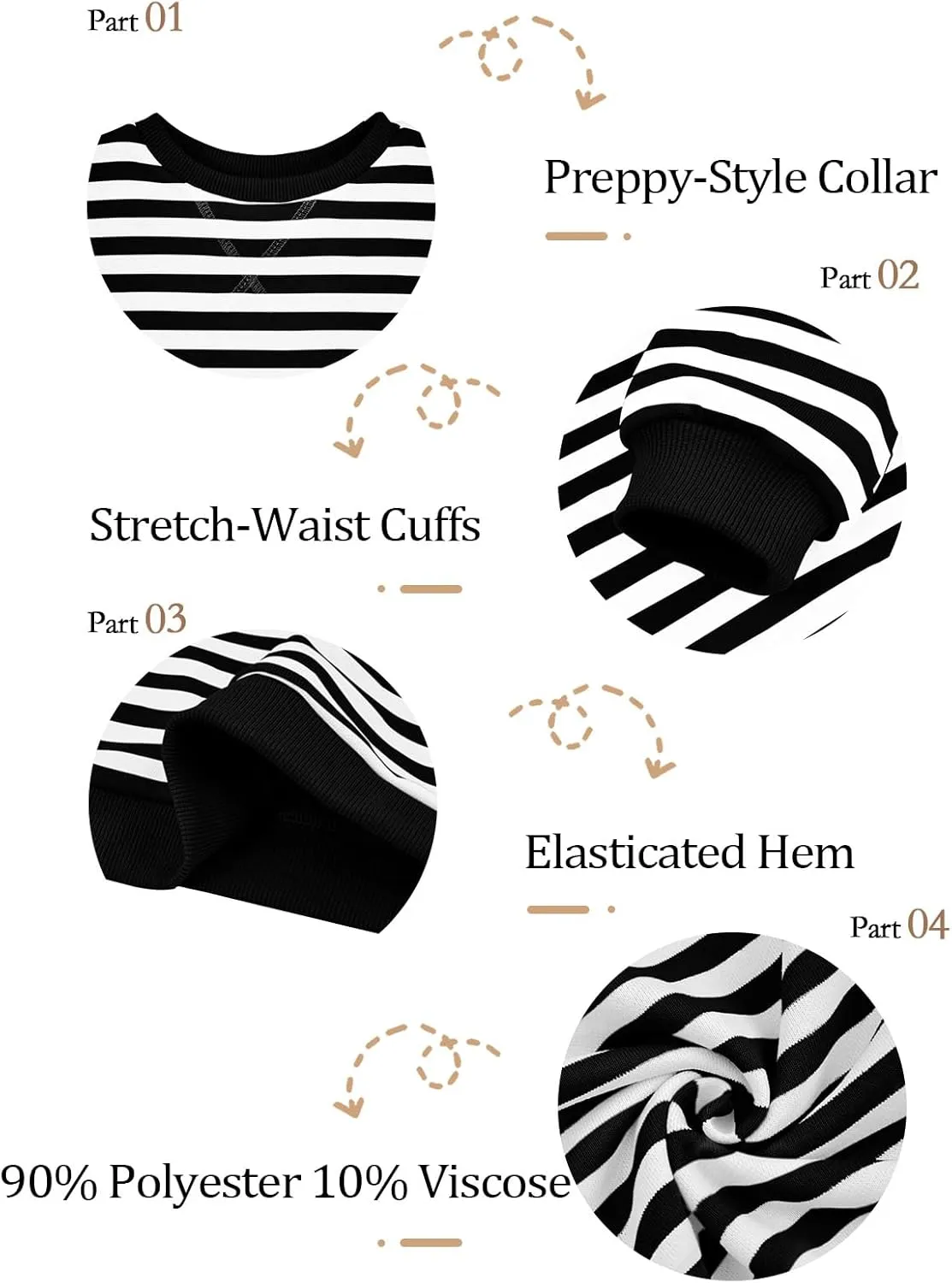 Haloumoning Girls Striped Crewneck Sweatshirt Kids Long Sleeve Oversized Fashion Pullover Tops Fall Clothes 5-14 Years