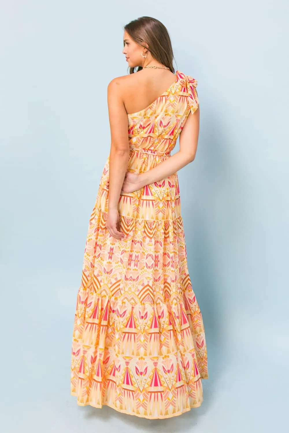Halter Bohemian Floral Maxi Dress - Tropical Print Ethnic Print Keyhole Sundress