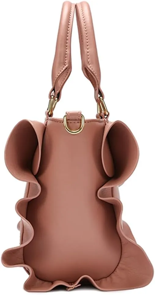 Handbags for Women Stylish Vegan Leather Satchel Bag Pleated Ruffle Tote Crossbody Bag Purse