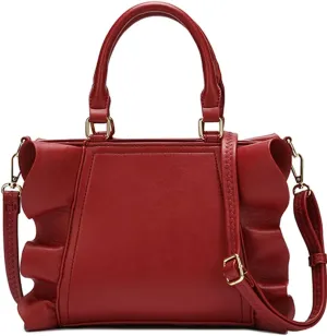 Handbags for Women Stylish Vegan Leather Satchel Bag Pleated Ruffle Tote Crossbody Bag Purse