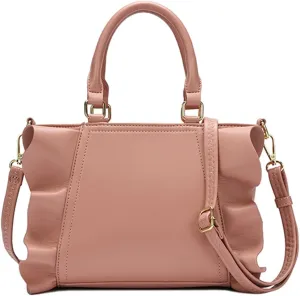 Handbags for Women Stylish Vegan Leather Satchel Bag Pleated Ruffle Tote Crossbody Bag Purse