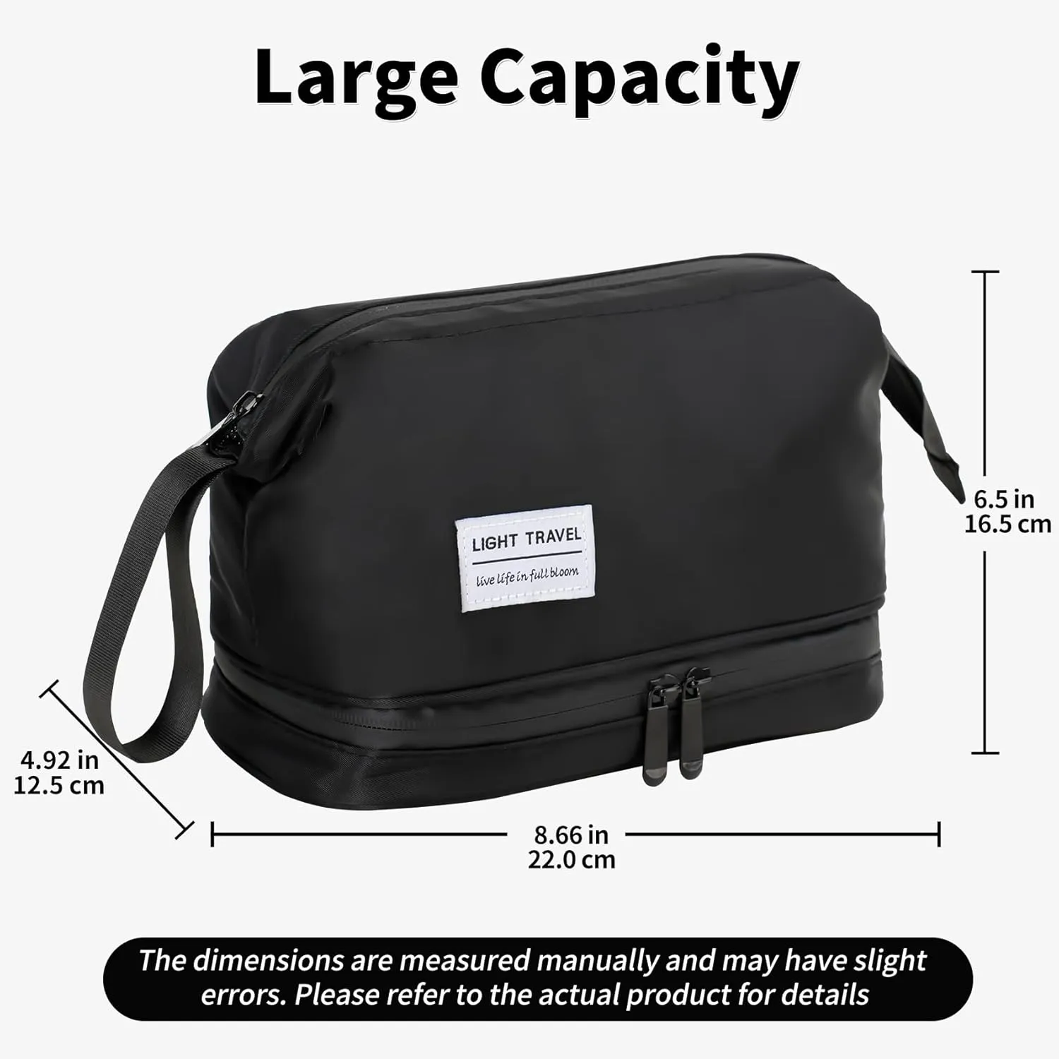 Hanging Travel Toiletry Bag for Men, Compact,sturdy, Lightweight, Waterproof, Dry Wet Separation,Simple and Practical, Suitable for travel Toiletry Organizer (Men, Jet Black)