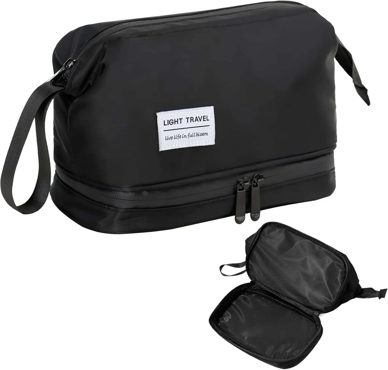 Hanging Travel Toiletry Bag for Men, Compact,sturdy, Lightweight, Waterproof, Dry Wet Separation,Simple and Practical, Suitable for travel Toiletry Organizer (Men, Jet Black)