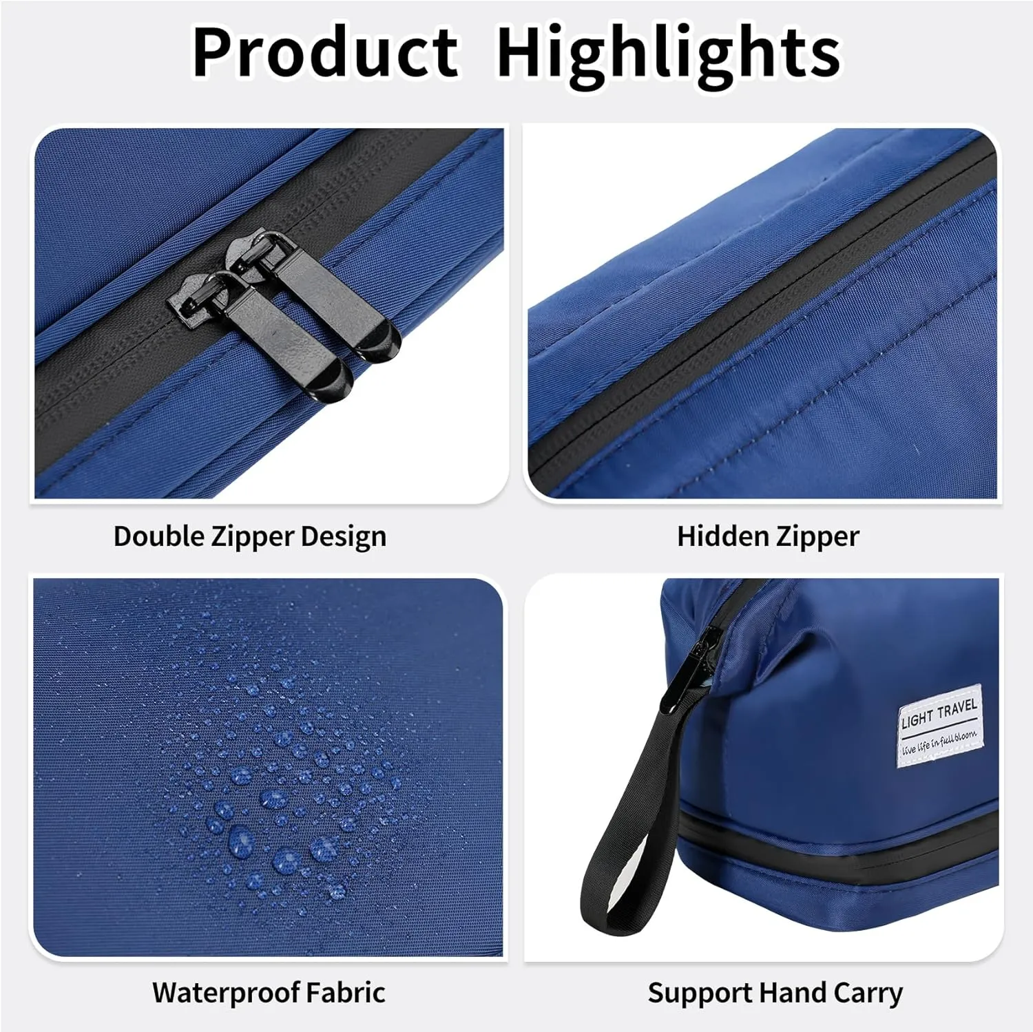 Hanging Travel Toiletry Bag for Men, Compact,sturdy, Lightweight, Waterproof, Dry Wet Separation,Simple and Practical, Suitable for travel Toiletry Organizer (Men, Navy Blue)