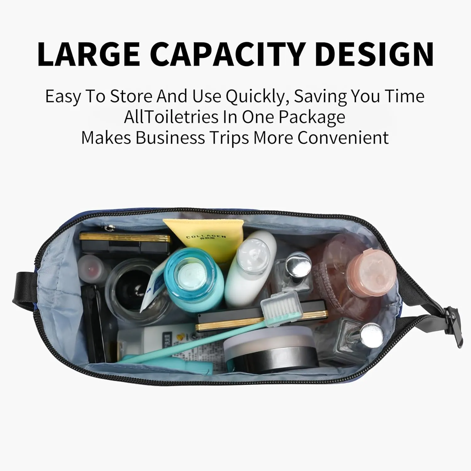Hanging Travel Toiletry Bag for Men, Compact,sturdy, Lightweight, Waterproof, Dry Wet Separation,Simple and Practical, Suitable for travel Toiletry Organizer (Men, Navy Blue)