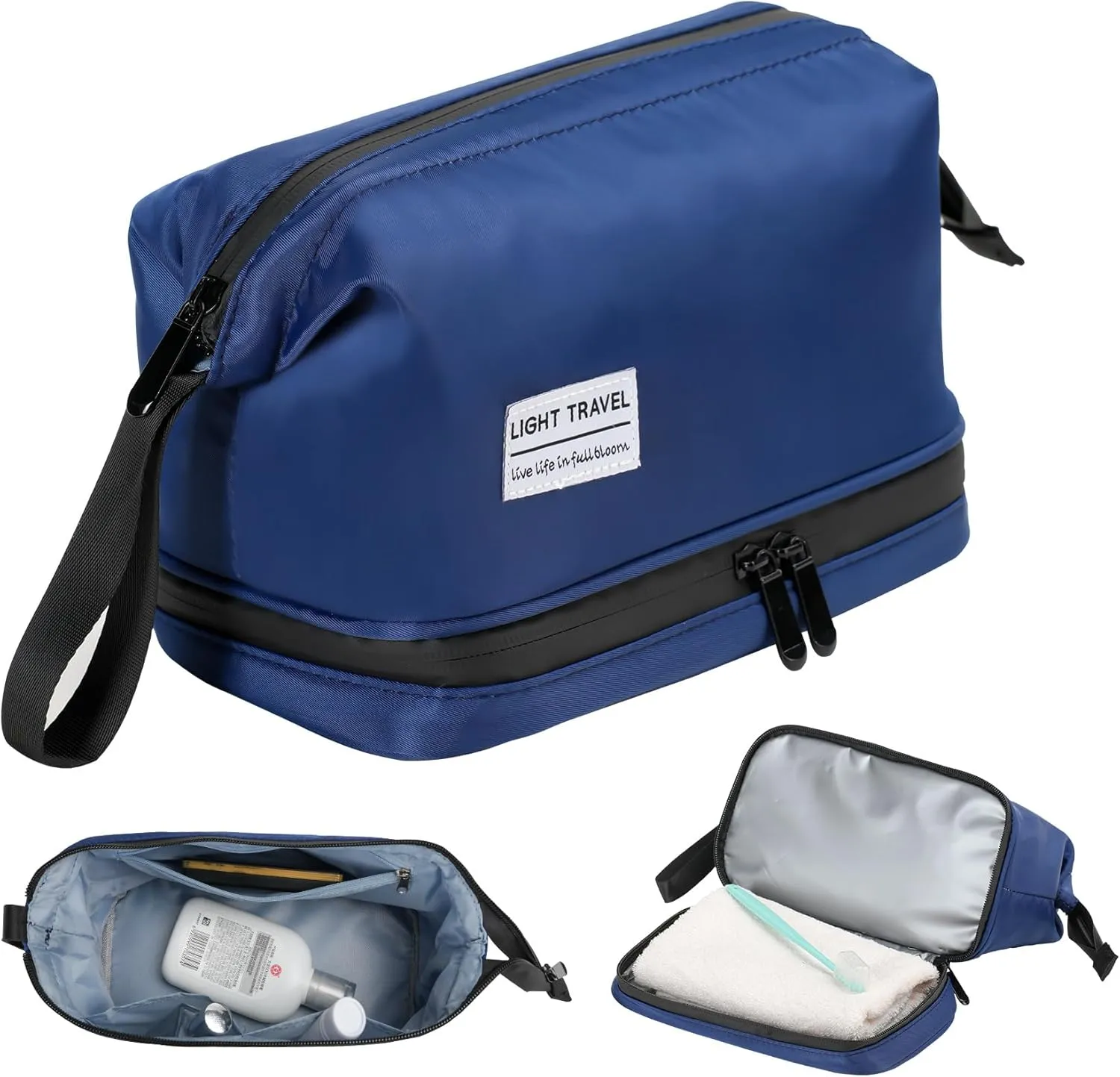 Hanging Travel Toiletry Bag for Men, Compact,sturdy, Lightweight, Waterproof, Dry Wet Separation,Simple and Practical, Suitable for travel Toiletry Organizer (Men, Navy Blue)