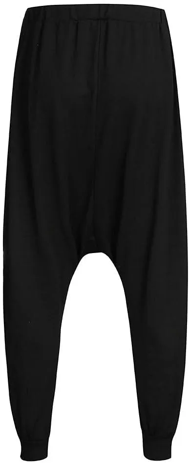 Harem Pants Hippie Boho Drop Crotch Beach Yoga Palazzo Pants Casual Elastic Waist Jogggers Sweaterpants for Mens Womens