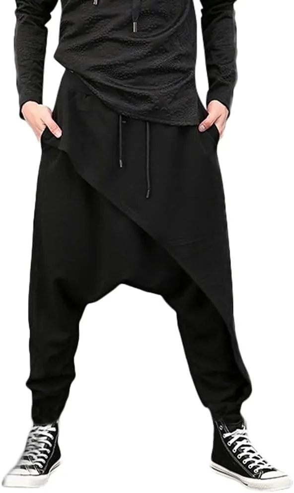 Harem Pants Hippie Boho Drop Crotch Beach Yoga Palazzo Pants Casual Elastic Waist Jogggers Sweaterpants for Mens Womens