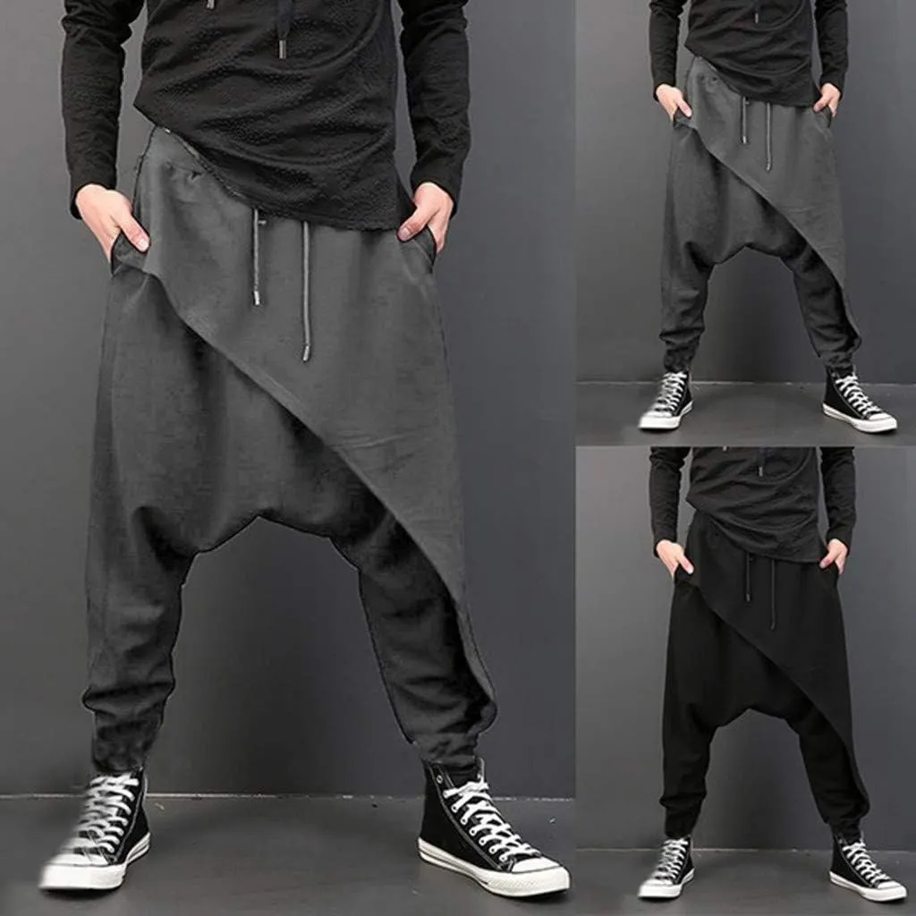 Harem Pants Hippie Boho Drop Crotch Beach Yoga Palazzo Pants Casual Elastic Waist Jogggers Sweaterpants for Mens Womens