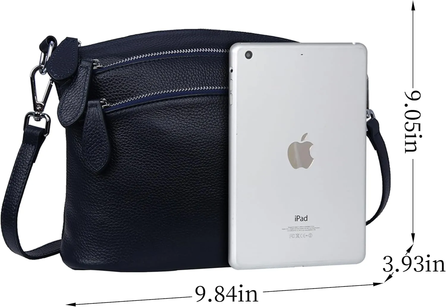HESHE Leather Crossbody Bags Purses for Women Small Functional Multi Pocket Cross Body Purses Shoulder Satchel Handbags