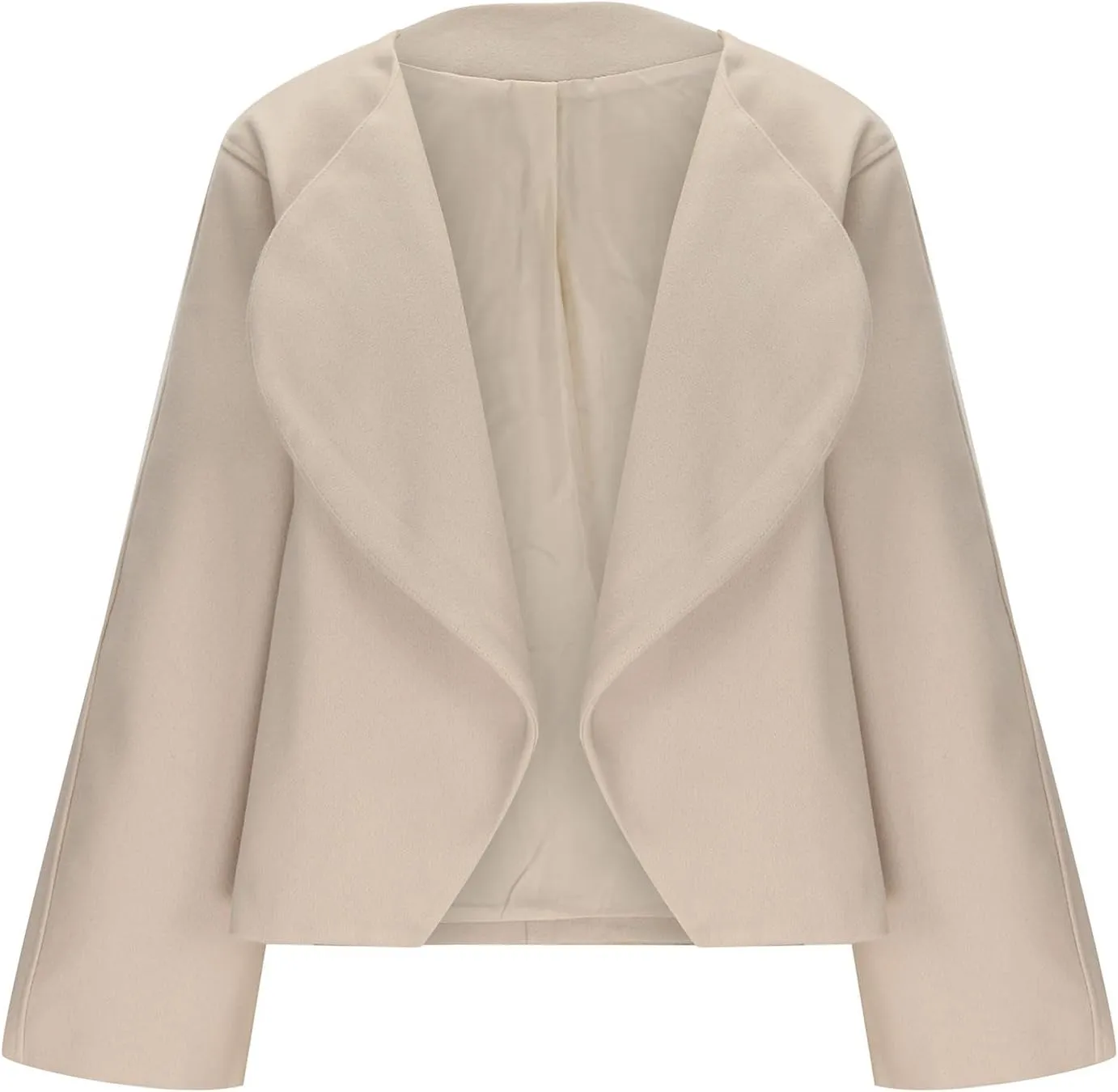 HGps8w Women's Cropped Wool Coats Dressy Lapel Winter Wool Blend Peacoat Trench Jacket Outwear with Pockets